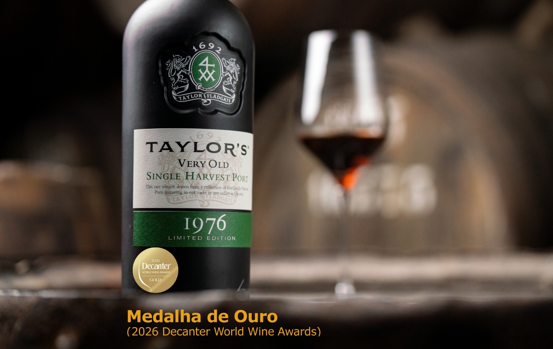 Taylor’s 1976 Single Harvest Tawny distinguido com Medalha de Ouro no Decanter World Wine Awards 2026